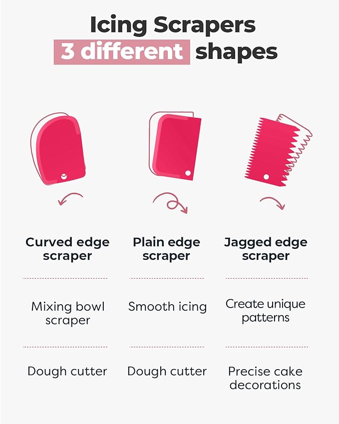 Kootek Cake Decorating Kit Baking Supplies Set Cake Turntable with 2 Frosting Straight Angled Spatula 3 Icing Smoother Scrapers Baking Accessories Tools for Beginners and Pros, Mother's Day, Pink - Image 2