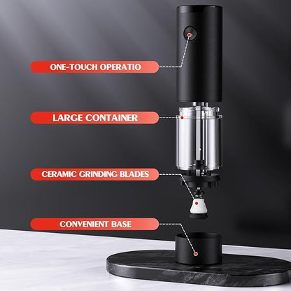 Electric Salt and Pepper Grinder Set Automatic Battery Pepper Mill Shakers Adjustable Coarseness Easy Filling Upgraded Larger Capacity with Led (1 Pack Black） - Image 7