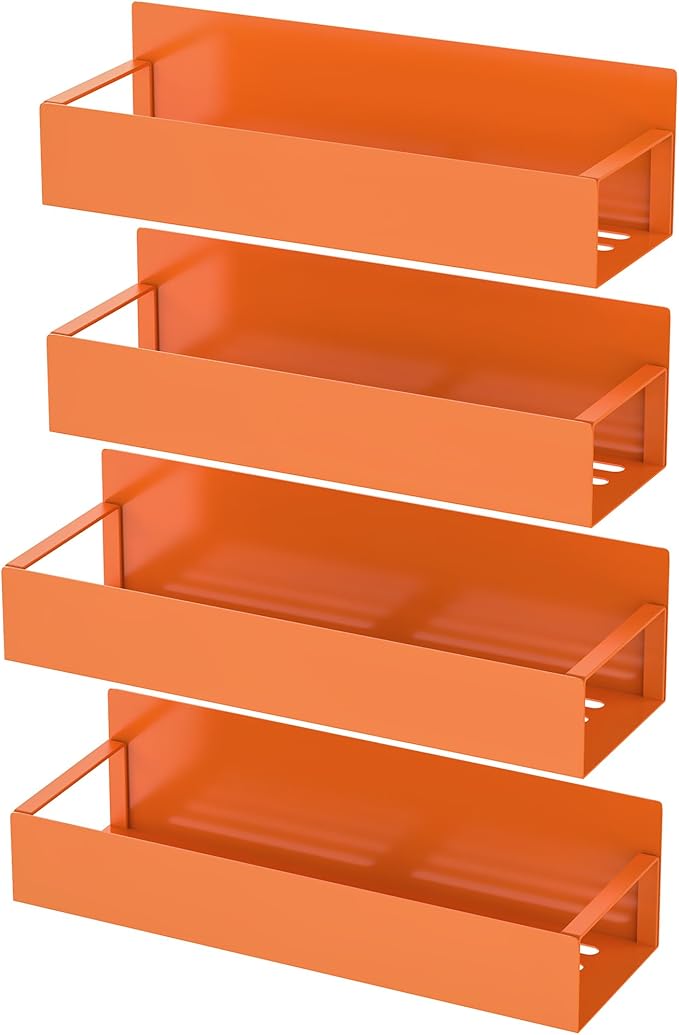 HuggieGems 4 Pack Magnetic Spice Storage Rack Organizer for Refrigerator and Oven, Orange Fridge Organizers and Storage - Image 5