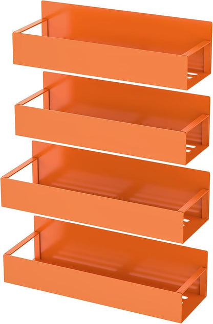 HuggieGems 4 Pack Magnetic Spice Storage Rack Organizer for Refrigerator and Oven, Orange Fridge Organizers and Storage - Image 5