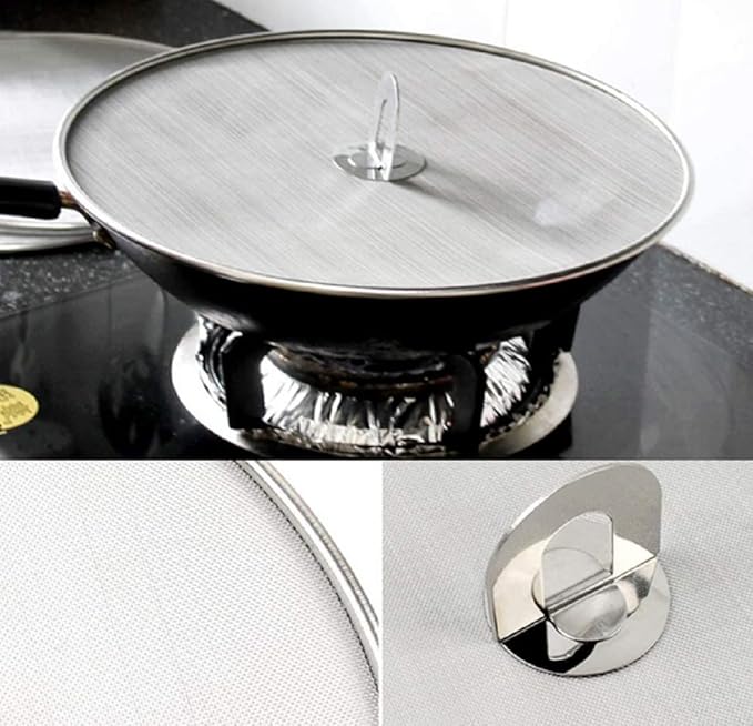 304 tainless Steel Splatter Screen Pan Lid with folding grip splatter guard oil splatter shield Frying Cooking Tools Practical Kitchen Accessories dishwasher safe (13 inch) - Image 5