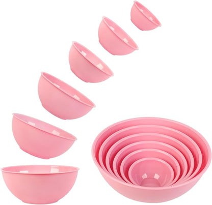 BoxedHome BPA Free Plastic Round Mixing Bowl with Lids, 12 Pack Nesting Bowls with Lids Set, Microwave and Dishwasher Safe Prep & Serving Bowls Great for Mixing, Baking, Serving (Pink, 12pcs) - Image 5