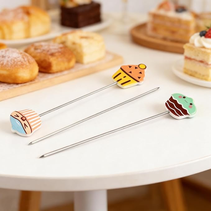 6pcs Cake Test for Baking, Durable Stainless Steel Cake Test Stick Baking Doneness Tester Sets Reusable Kitchen Bakery Tools for Cupcake Bread Muffin Supplies
