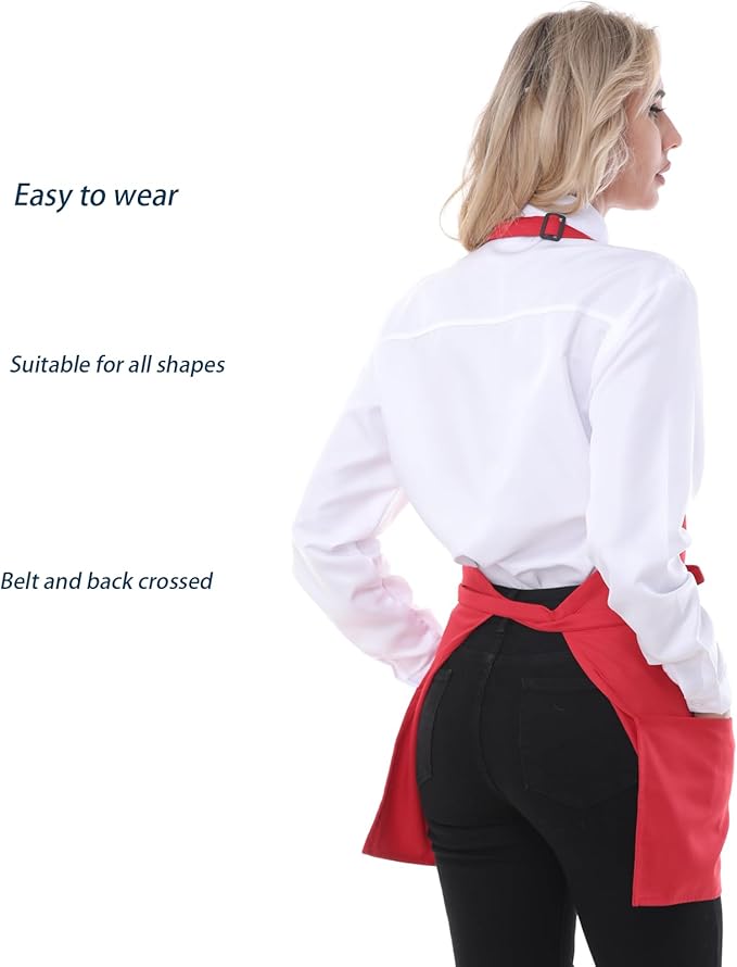 Aprons for Women with 3 Pockets, Server Apron, Aprons for Cooking, Chef Apron, Comfortable Material Adjustable