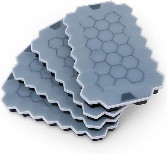 Ice Cube Trays for Freezer with Lid-Silicone Ice Cube Tray with Lid Ice Maker 4 Pack Black,Easy-Release Reusable Ice Cube Coffee Scoop for Coffee Bar Accessories by BIDFUL