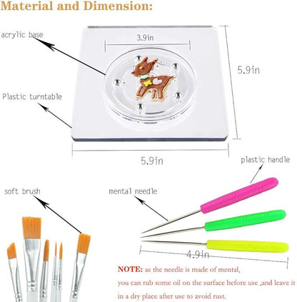 Sugar Cookie Decorating Tools - Acrylic Turntable, 6 Decoration Brushes, Anti-Slip Silicone Mat & 3 Cookie Scribe Needles