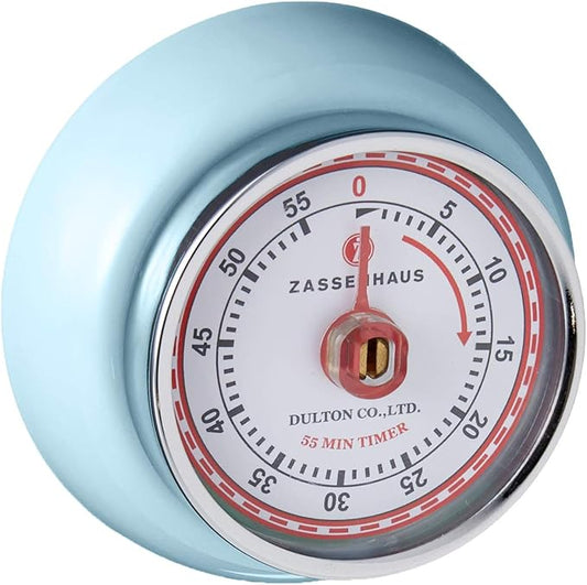 Zassenhaus Magnetic Retro Kitchen Timer, Classic Mechanical Cooking Timer (Light Blue) by Zassenhaus