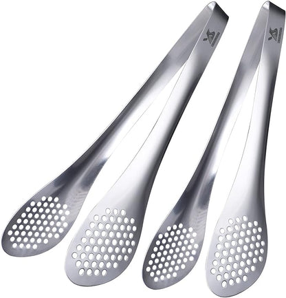 MSY BIGSUNNY 11Inch Kitchen Cooking Food Tongs Stainless Steel Buffet Tongs (silver, 2 pack) by MSYBIGSUNNY