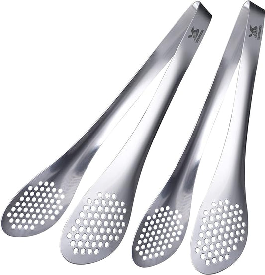 MSY BIGSUNNY 11Inch Kitchen Cooking Food Tongs Stainless Steel Buffet Tongs (silver, 2 pack) by MSYBIGSUNNY