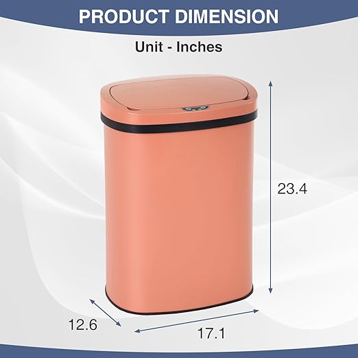 PayLessHere | 13 Gallon Stainless Steel Trash Can | Pink | Automatic Touchless Lid with Motion Sensor | Kitchen Garbage Can with Waterproof Design | for Home, Office, Bathroom | Pack of 1 - Image 7