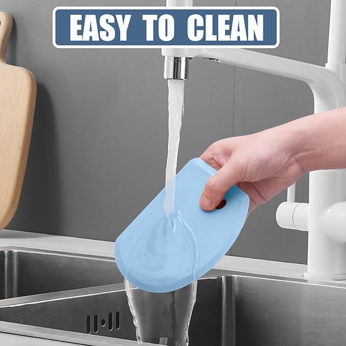 Silicone Dough Scraper with Stainless Steel Sheet, Curved Edge Flexible Bowl Scraper for Baking, Food Grade Silicone Bench Scraper for Sourdough Bread Proofing Basket, 5.98" × 4.3", Blue, SAPID - Image 7