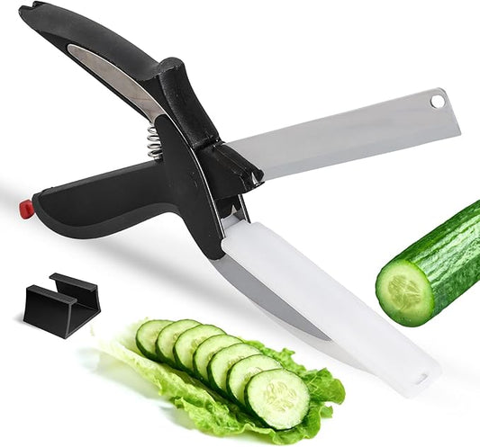 Professional 8-Inch Kitchen Shears with Built-in Cutting Board - Multi-Purpose Kitchen Scissors for Vegetables, Meat, and Ingredient Prep