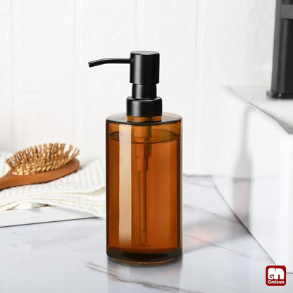 GMISUN Amber Glass Soap Dispenser, Hand Soap Dispenser for Bathroom, Dish Soap Dispensers for Kitchen, 12 fl oz/350ml Glass Bottle with Stainless Steel Pump, Modern Refillable Liquid Lotion Bottles