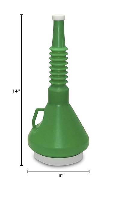 Funnel King 32140 1 1/2-Qt Double Capped Funnel - Green (13 1/4" Length), Multi, 1 1/2 Quart - Image 2
