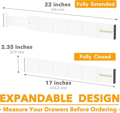 SpaceAid Bamboo Drawer Dividers with Inserts and Labels, Kitchen Adjustable Drawer Organizers, Expandable Organization for Home, Office, Dressers, 10 Dividers with 24 Inserts (17"-22" White) - Image 4