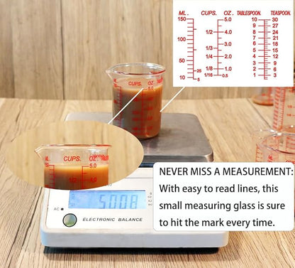 High Borosilicate Glass Measuring Cup-V-Shaped Spout，Glass Measuring Beaker for Kitchen or Restaurant, Easy to Read, 150 ML (5 Oz)-Pack of 2 - Image 3