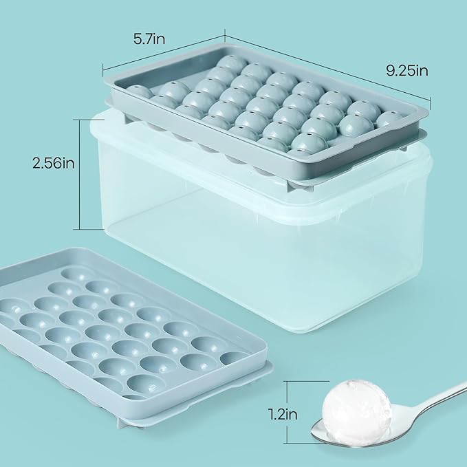 Round Ice Cube Trays for Freezer - Ice Cube Tray with Lid and Bin,Stackable Ice Ball Maker, BPA-Free Ice Mold, Circle Ice Trays for Juice,Coffee and Cocktails (1.2in/93 balls&box) - Image 5