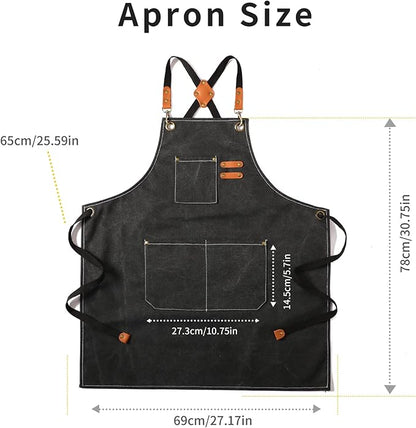Tosewever Canvas Cross Back Chef Cotton Aprons for Men Women with Large Pockets - Image 7