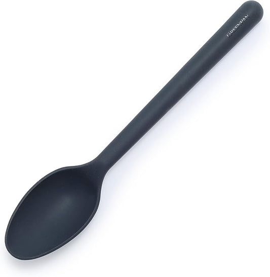 GreenPan Silicone Ultimate Spoon, Mixing Stirring Serving, Cooking Kitchen Utensil, Flexible Rubber Nonstick Cookware, Rigid Steel Core, Heat-Resistant, Anti-Slip Handle BPA-Free Dishwasher Safe, Gray by GreenPan