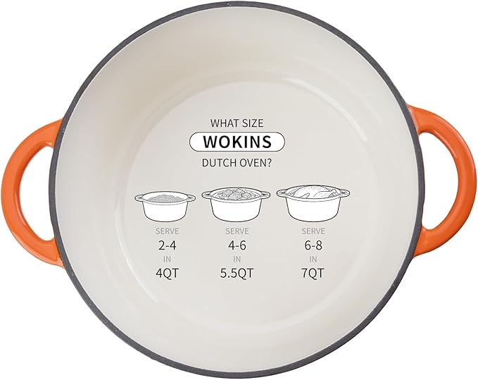 Enameled Cast Iron Dutch Oven - 7QT Pot with Lid,Oven Safe to 500°F,Heavy-Duty Cookware for Sourdough Bread Baking,Braising,Stews,Roasting Orange - Image 9