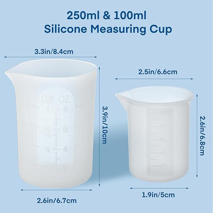 Gartful 250ml & 100ml Silicone Measuring Cups, Silicone Mixing Cups for Epoxy, Resin Arts, Glue, Jewelry Casting Molds, Acrylic Paint Pouring, Cup Making, Waxing, Crafts, Nonstick Reusable, Set of 6