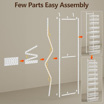 POKIPO 9 Tier Over The Door Pantry Organizer, 2 in 1 Wall Mount or Hanging Spice Rack with Adjustable Deep Basket, Heavy-Duty Seasoning Organizer and Storage for Kitchen Cabinet Closet Bathroom - Image 7