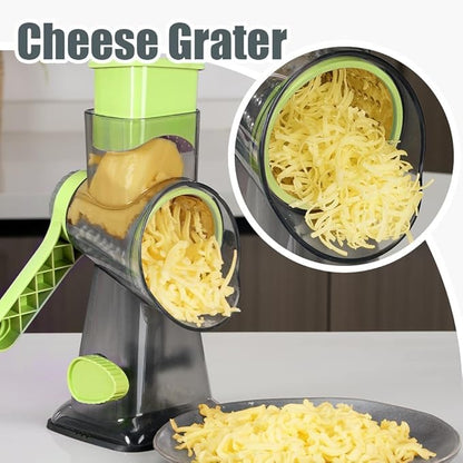 KEOUKE Rotary Cheese Grater Hand Crank Transparent - Shredder Slicer Grinder 3 Stainless Steel Blades, Stable Suction, Labor-Saving Handle, Safe Kitchen Tool for Cheese, Vegetable, Nuts, Chocolate - Image 6