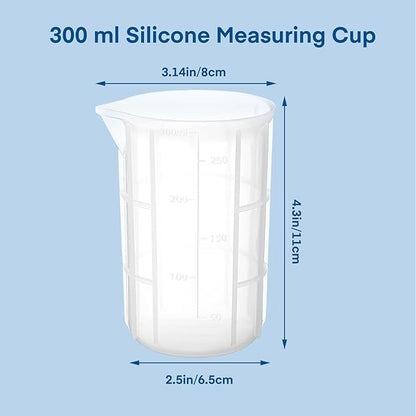Gartful 300ml Mixing Cups for Epoxy Resin, 4PCS Extra Large Silicone Measuring Cups, Reusable, Durable Pour Tool for Casting Molds, Making Stain Jewelry & Cup, Acrylic Paint Pouring, DIY, Art, Craft
