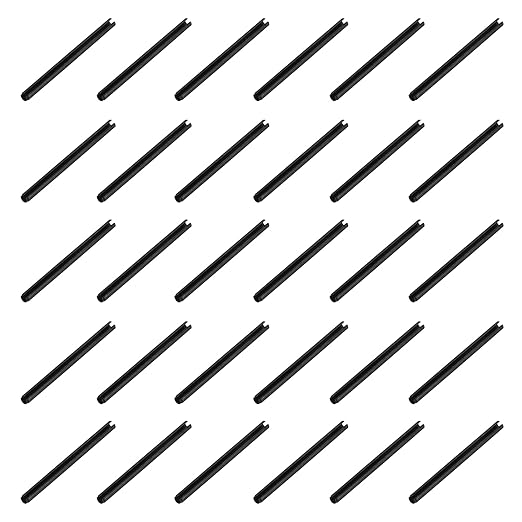 MECCANIXITY 120Pcs Slotted Split Roll Pins 2/25 Inch(2mm) Dia. 1-1/5 Inch(30mm) Length Steel Spring Tension Expansion Dowels for Secure Fastening, Black
