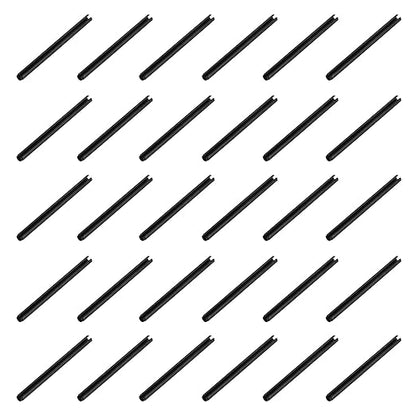 MECCANIXITY 120Pcs Slotted Split Roll Pins 2/25 Inch(2mm) Dia. 1-1/5 Inch(30mm) Length Steel Spring Tension Expansion Dowels for Secure Fastening, Black