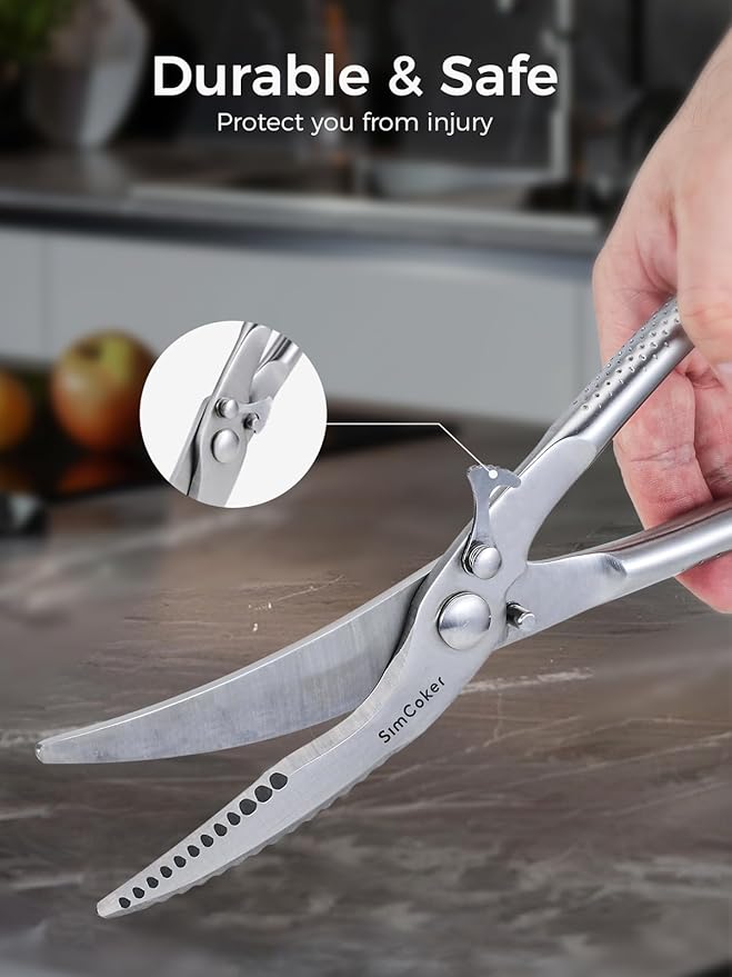 Full Steel Poultry Shears Heavy Duty, Professional Bone Cutting Scissors for Chicken, Meat, Turkey & Fish, Sharp & Durable Kitchen Shears, Dishwasher Safe - Image 5