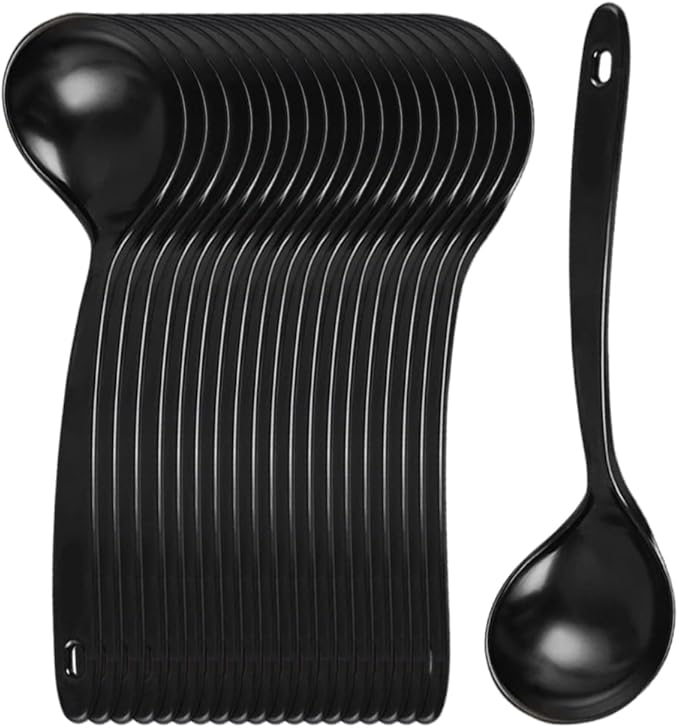 Large Plastic Serving Spoons,Disposable Heavy Duty Serving Spoons,Long Handle Scoop Soup Rice Ladle for Party Catering Buffet Restaurant,20 Pieces by OULIGET
