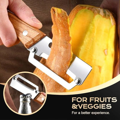 Multi-Functional Vegetable Peeler for Kitchen, 2026 New Stainless Steel Peeler with Wooden Handle and Bottle Opener, Kitchen Tool for Fruit Veggie Pumpkin, Gifts for Mom (Wood，1PC) - Image 2