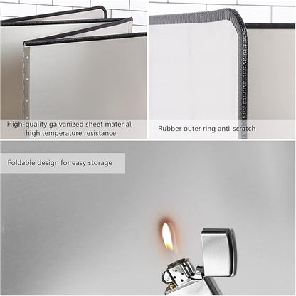 4 Sided Foldable Splatter Guard, Stainless Steel Grease Splatter Screen, Non-Stick Oil Splash Guard, Anti-Grease Cooking Shield, Heat-Resistant Stove Protector with Safe Edge, Easy to Clean (Large) - Image 8