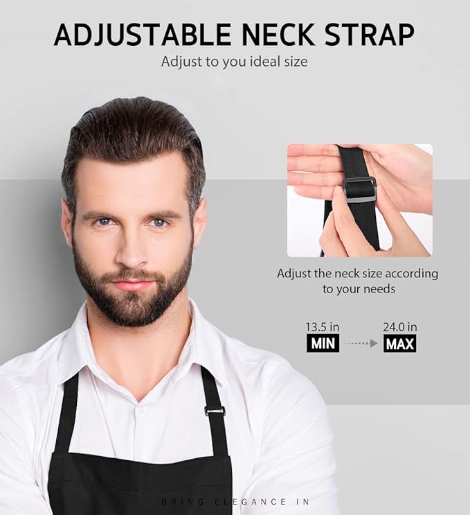 Syntus Apron for Men Women, Adjustable Cooking Kitchen Chef Aprons with 2 Pockets, Cotton/Polycotton/Polyester - Image 5