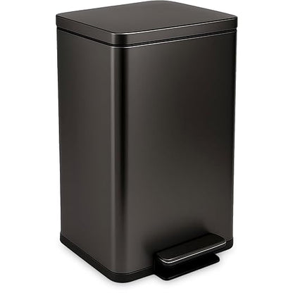 Simpli-Magic 13.2 Gallon (50L) Step Trash Can – Kitchen Garbage Can with Slow-Close Lid – Odor Control, Hands-Free, Easy to Clean, Brushed Stainless Steel by Simpli-Magic