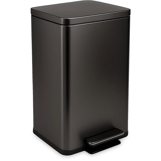Simpli-Magic 13.2 Gallon (50L) Step Trash Can – Kitchen Garbage Can with Slow-Close Lid – Odor Control, Hands-Free, Easy to Clean, Brushed Stainless Steel by Simpli-Magic