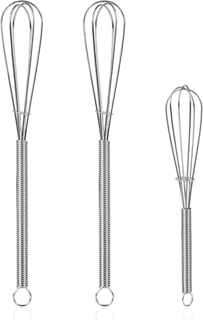 NileHome Mini Whisks Stainless Steel Whisk Set 5" 7" 7"Kitchen Small Wisk Balloon Wire Tiny Whisks for Cooking, Whisking, Blending, Beating, Stirring 3 Pack by NileHome