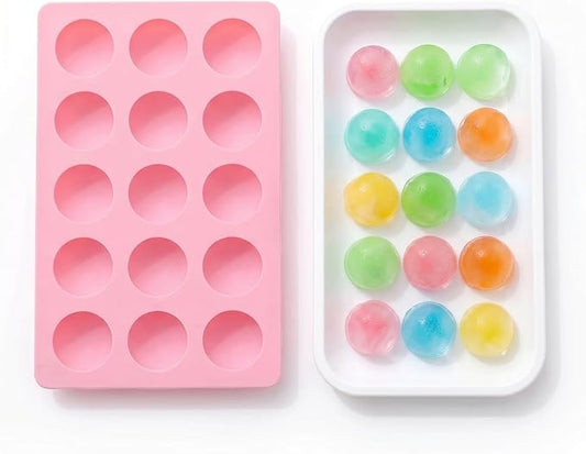 Cute Ice Cube Trays Silicone Chocolate Mold Wax Melt Molds Easy Release Ice Trays Non-Stick Chocolate Soap Pudding Jello Ice Cube Tray (Round)
