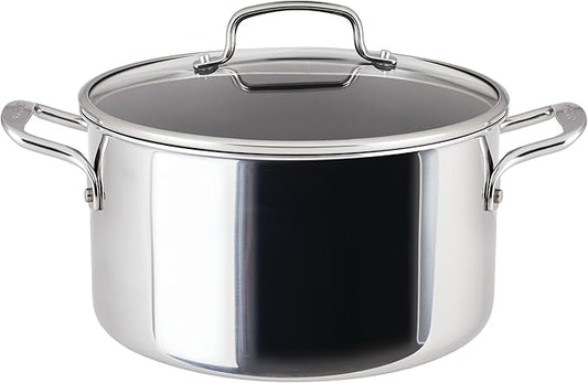 Circulon C1 Series Clad Stainless Steel with ScratchDefense Technology Cookware Nonstick Induction Stockpot with Lid, Metal Utensil Safe, 8 Quart - Polished Stainless Steel