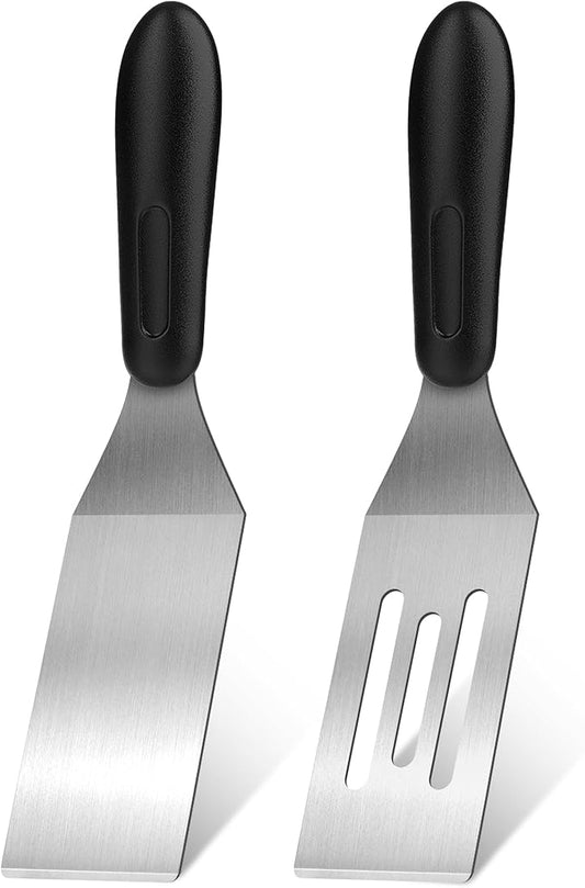 Stainless Steel Spatula Set,Mini Serving Spatula for Kitchen Use,Metal Spatula for Cooking with Heat Resistant Handle,Metal Spatulas for kitchen use for Pancakes、Lasagna、Brownies、Cake and Cookie (2PC) by AmyFei