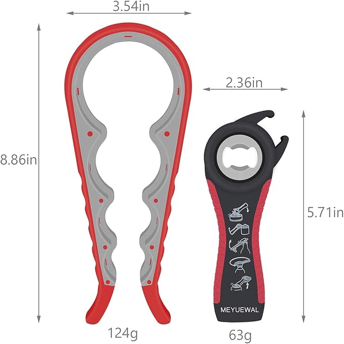 Jar Opener, 5 in 1 Multi Function Can Opener Bottle Opener Kit with Silicone Handle Easy to Use for Children, Elderly and Arthritis Sufferers (Apple Red） - Image 4