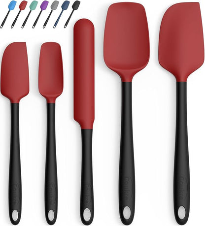 Coukre Silicone Spatula Set of 5,High Temperature Resistant, Food Grade Silicone, Dishwasher Safe, for Baking, Cooking (Red Black) by Coukre