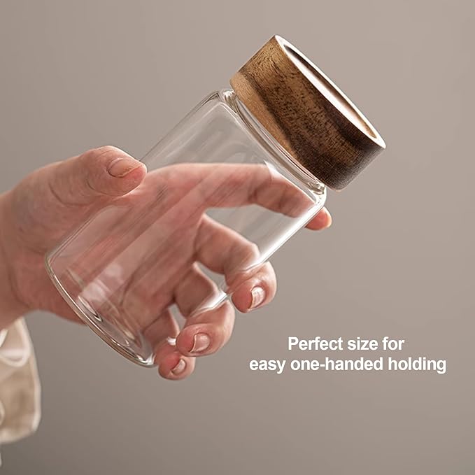 18 OZ Glass Coffee Jars with Top Screw Lid Ground Sugar Spice Herb Container Clear Glass Jar Round Food Storage Canister for Pantry Tea Coffee Bean Spice Cookies Salts (2×550ml(18oz)) - Image 8