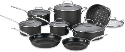Cuisinart 14-Piece Cookware Set, Chef's Classic NonStick Hard Anodized, Gray, 66-14N by Cuisinart