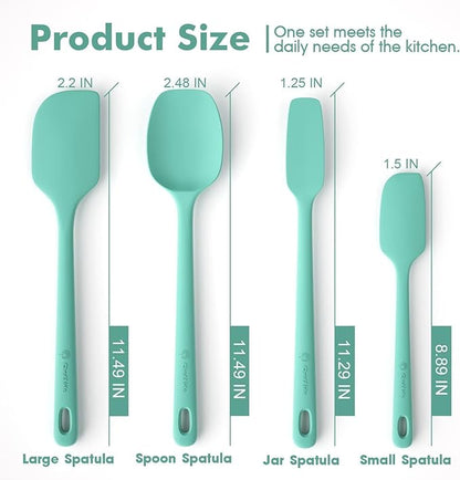 ChefAide 4 Pieces Silicone Spatula Set, Food Grade Rubber Spatula, Upgrade Strong Handle with Ergonomic Grip, Heat Resistant for Nonstick Cookware, Cooking - Image 2