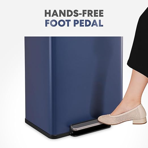 Simpli-Magic Infinity Edge 60 Liter / 16 Gallon Rectangular Hands-Free Extra Large Kitchen Step Trash Can, Soft-Close Single Lid Recycling Bin, Stainless Steel, Blue, 79683 - Image 4