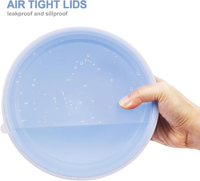 BoxedHome BPA Free Plastic Round Mixing Bowl with Lids, 12 Pack Nesting Bowls with Lids Set, Microwave and Dishwasher Safe Prep & Serving Bowls Great for Mixing, Baking, Serving (Pale Blue, 12pcs) - Image 4