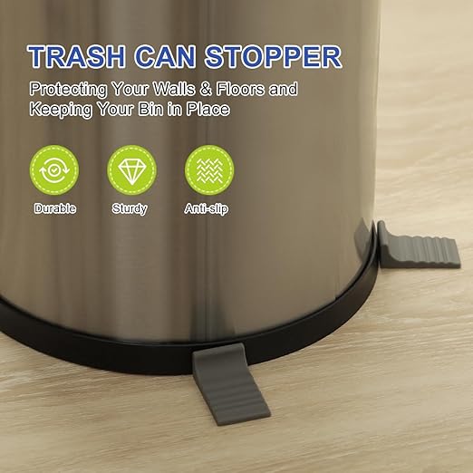 LANMU Trash Can Wall Protector and Stop Moving Backward, 4 Pcs Silicon Trash Can Bumper, Wall Spacer Garbage Bin for Round & Square Waste Baskets, No Drill Kitchen & Office Floor and Wall Guard
