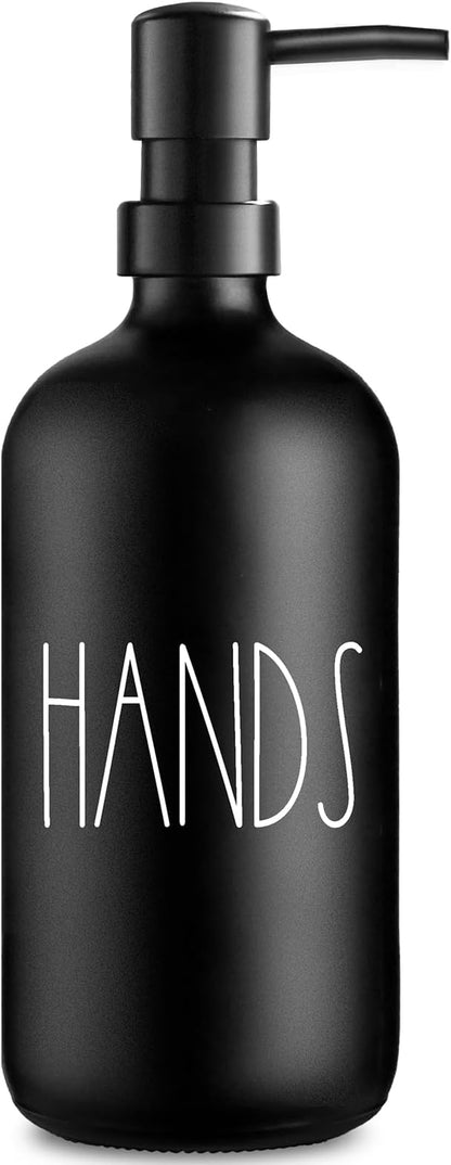VIMERPA Hand Soap Dispenser, Matte Black Soap Dispenser for Bathroom, Glass Hands Liquid Dispenser with Plastic Pump, 17 Fl Oz Refillable Lotion Soap Bottle Container, Farmhouse Kitchen Decor by VIMERPA